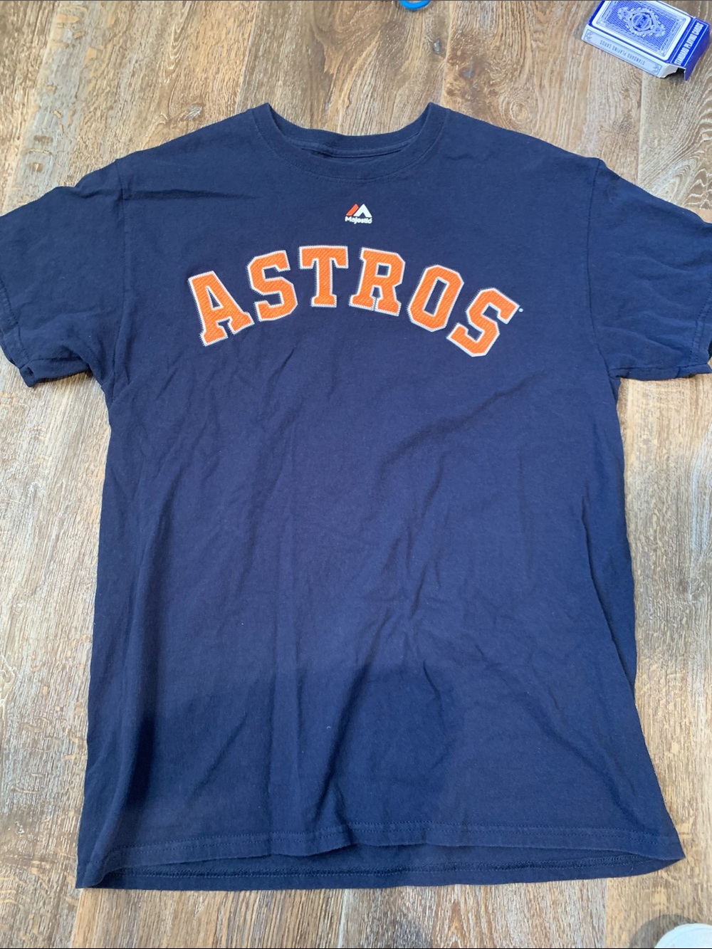 #112 Majestic Navy Tee with Orange ASTROS Chest Logo
